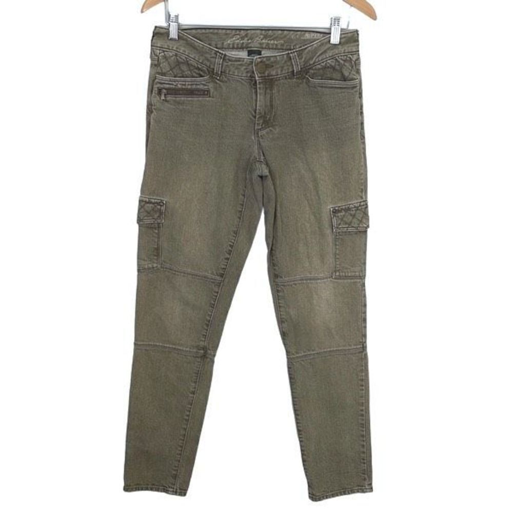 Eddie Bauer Vintage Modern Fit Slim Leg Denim Jeans Army/Gray Green Cargo Size 4